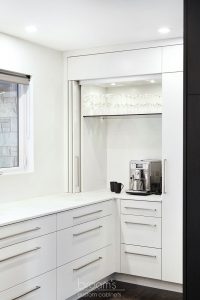 Parkway black and white custom kitchen with unqiue island 08