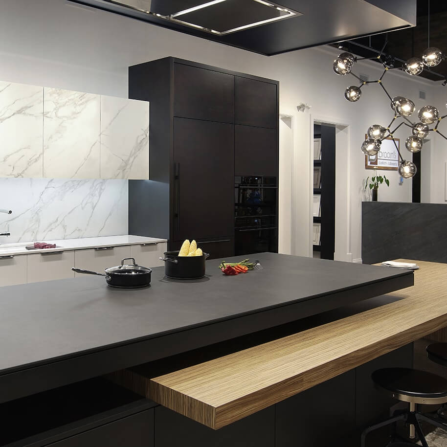 modern black kitchen custom cabinets