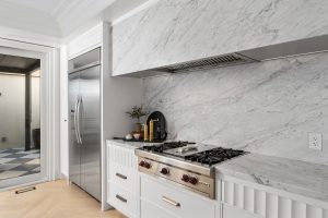 custom cabinets white stone hood