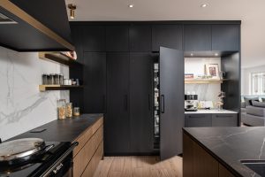 tall black cabinets