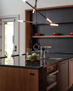 black and wood contemporary custom cabinets