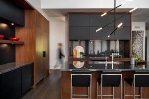 black and wood custom cabinets kitchen