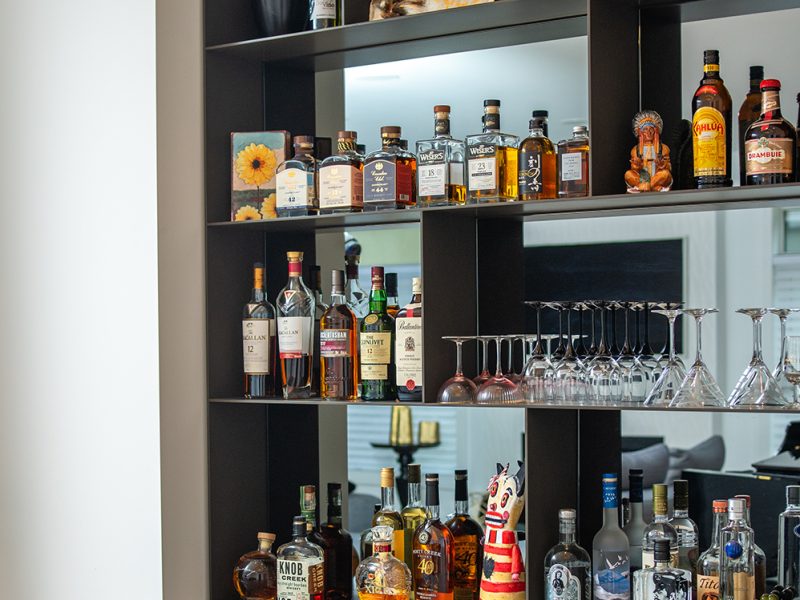 Metal bar shelf detail