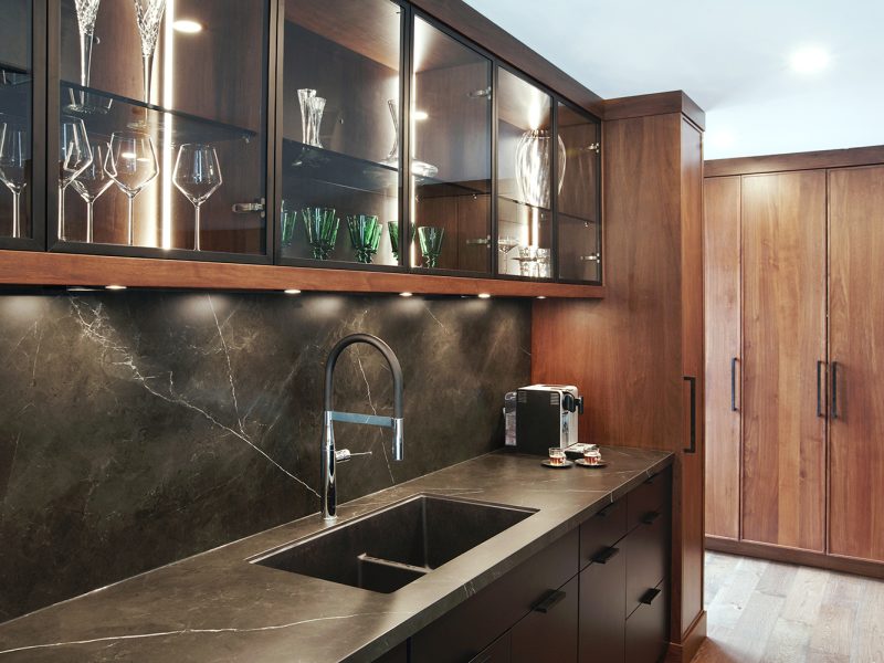 Black countertop on black cabinets