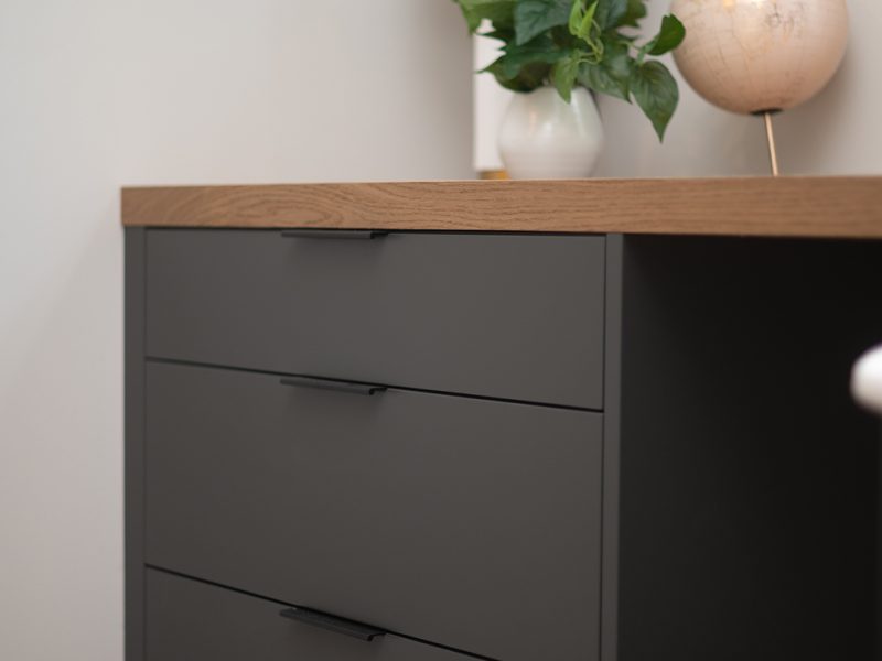 Black painted cabinets with black hardware