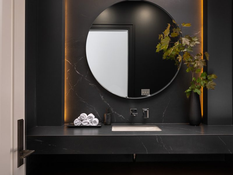 Black and dramatic powder room