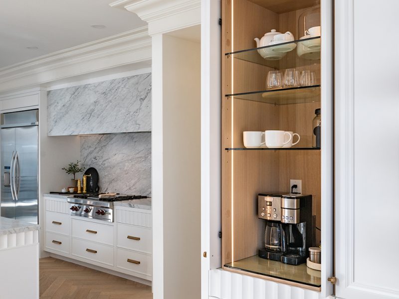Coffee cabinet behind pocket doors