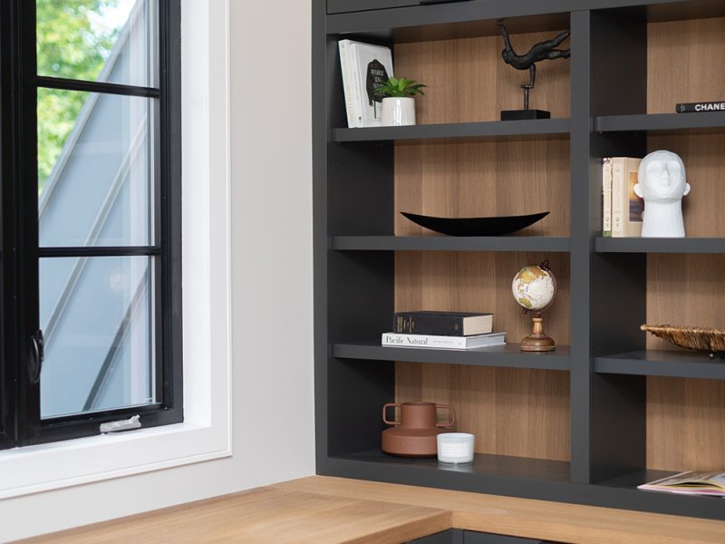 Corner of home office cabinets and desk