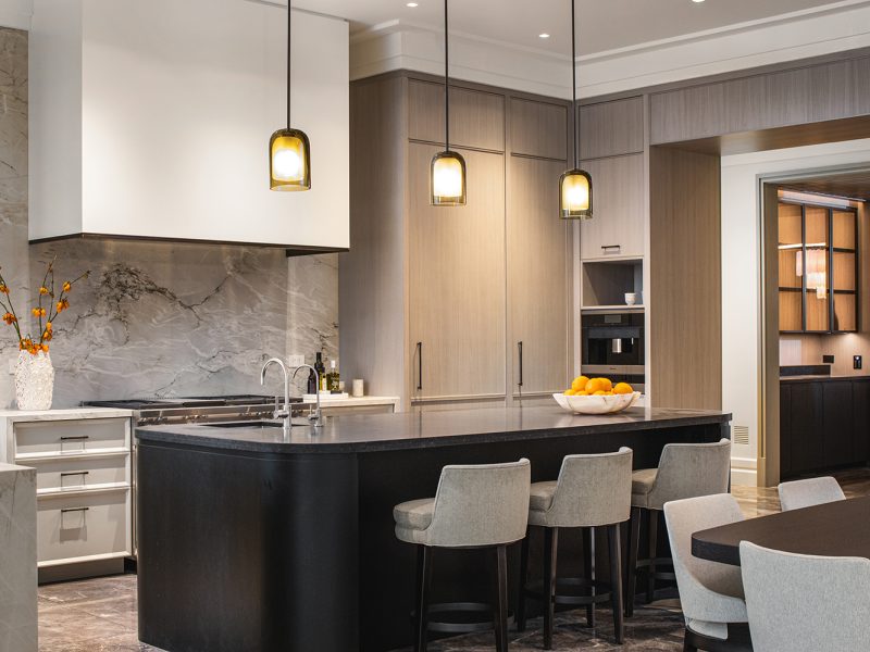 Contemporary kitchen cabinets dark island