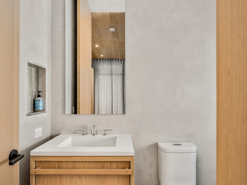 Vanity with wood hardware