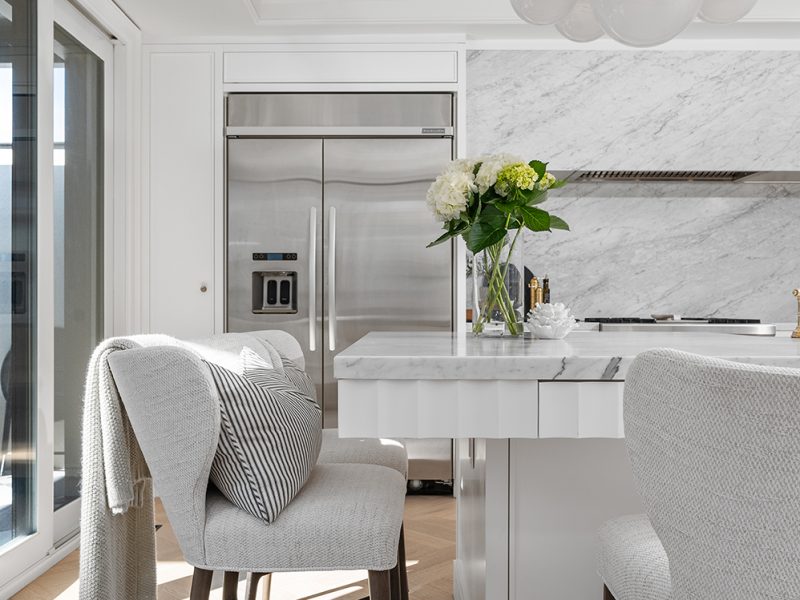 Fluted detail on kitchen island