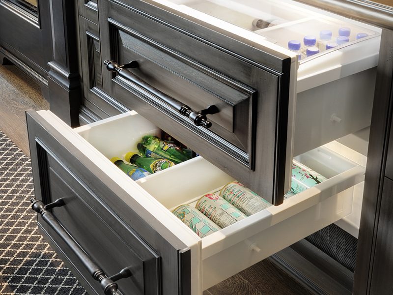 Fridge drawers inside kitchen cabinets