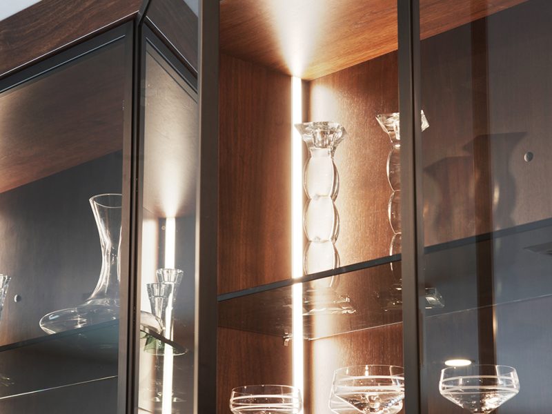 Walnut interior glass cabinets