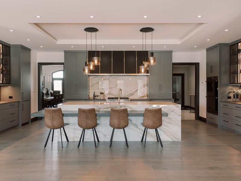 Symmetrical kitchen with stone island