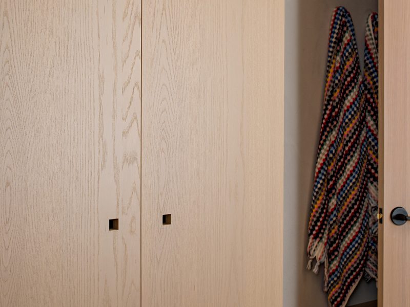 Hardware cutout on cabinet
