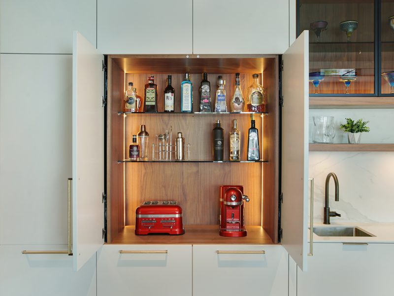 Hidden bar cabinet inside kitchen