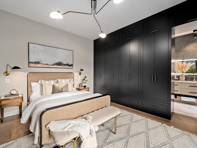 Primary bedroom with closets inside