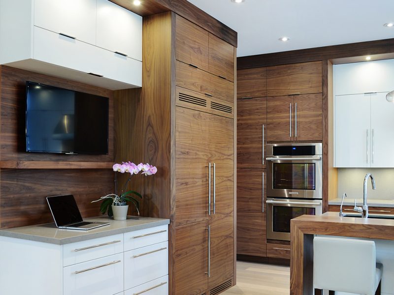 Hidden fridge in modern kitchen