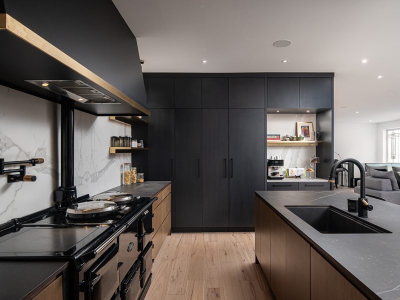Black kitchen cabinets in contemporary home