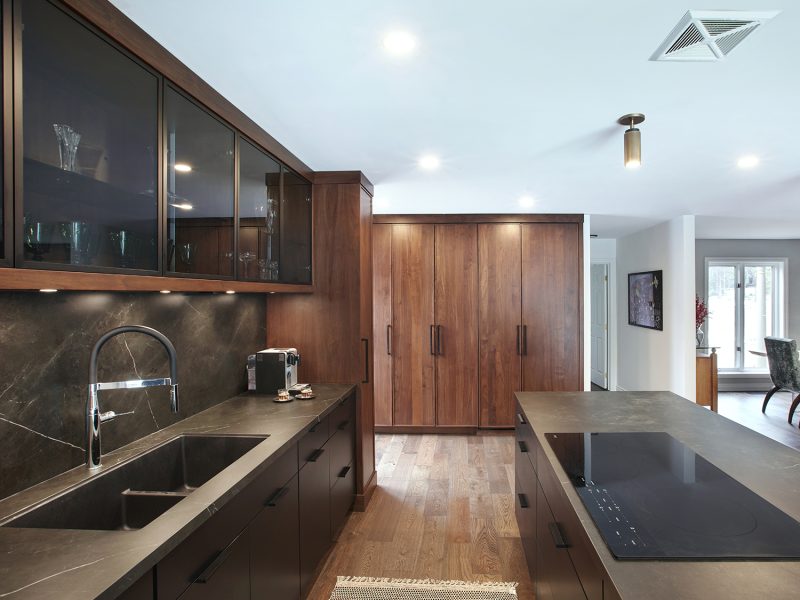 Induction cooktop inside island