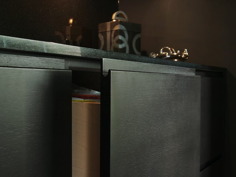 J-pull on cabinet