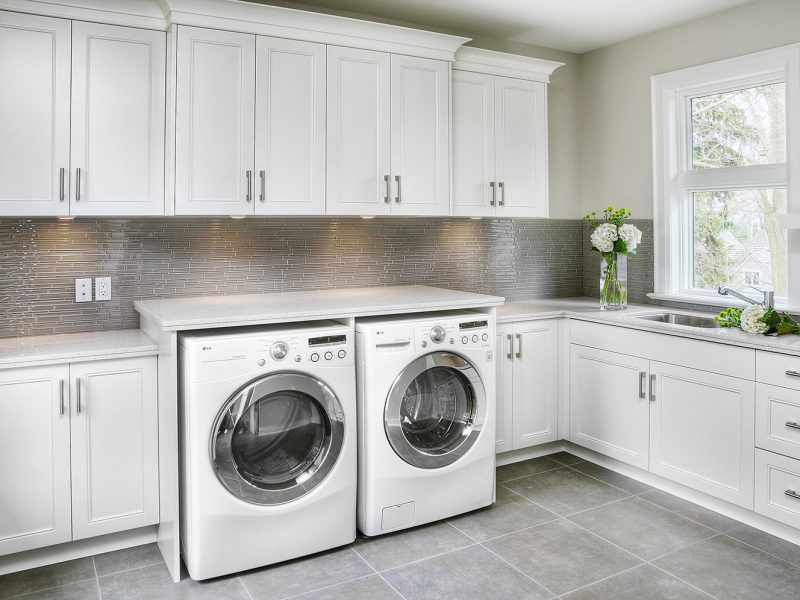 White laundry cabinets