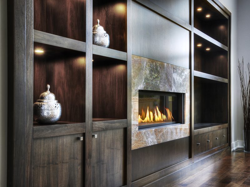Living room cabinets with fireplace