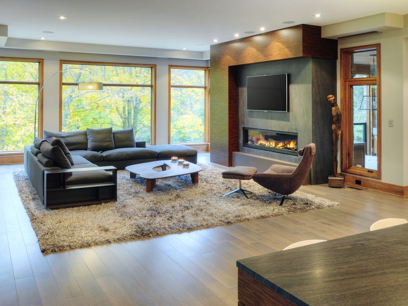 Modern fireplace in living room