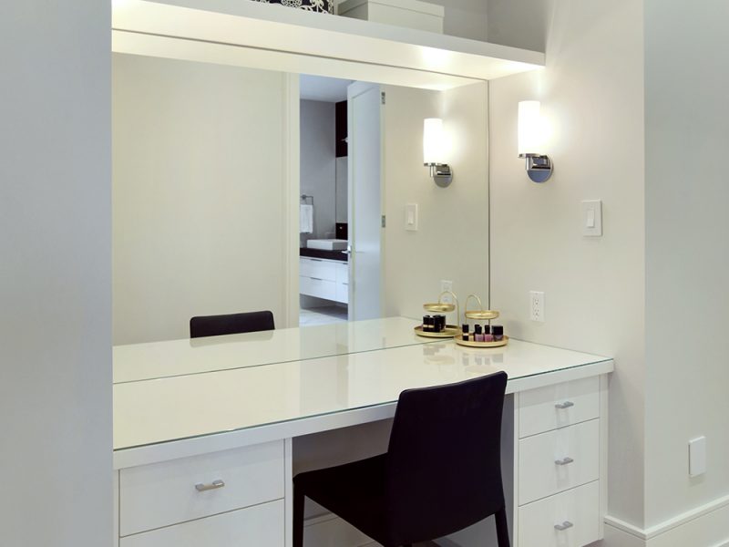 White makeup desk inside bedroom