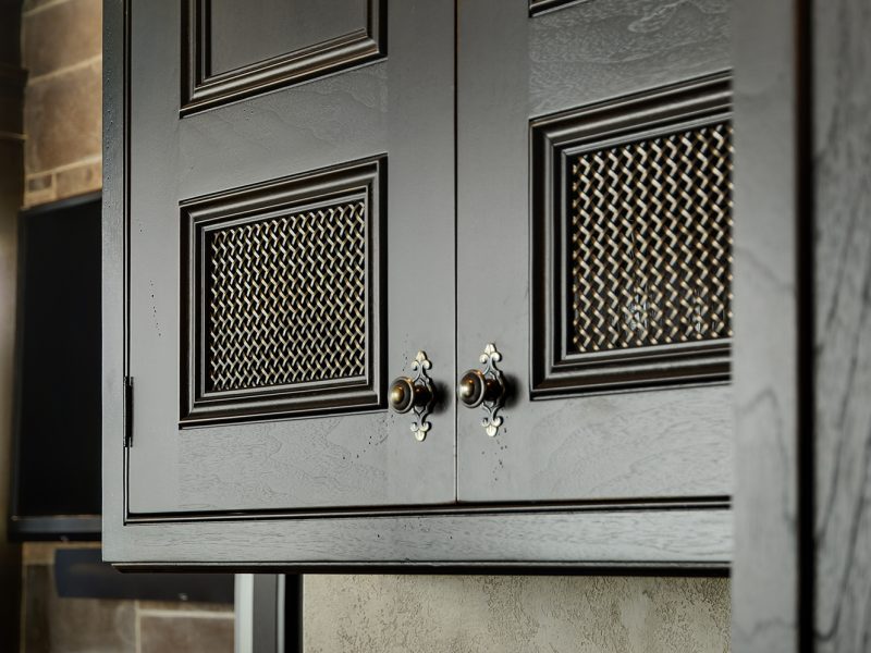 Mesh detail in cabinet