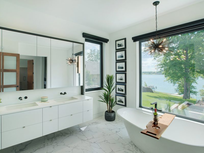 Mirror cabinets behind vanity