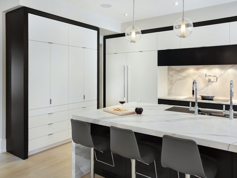 Modern kitchen cabinets with hidden fridge