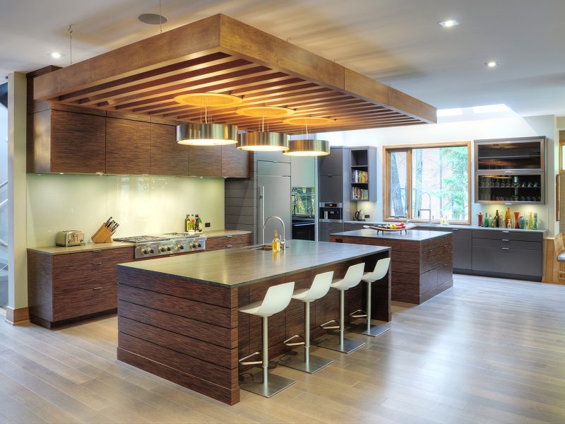 Modern wood and grey kitchen cabinets Oakville Ontario