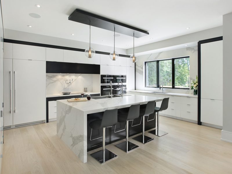 Monochrome kitchen cabinets