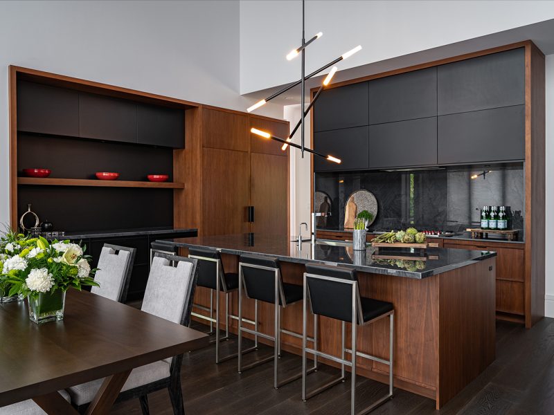 Moody black and walnut kitchen London Ontario