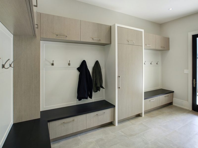 Mudroom with bench and hanging storage
