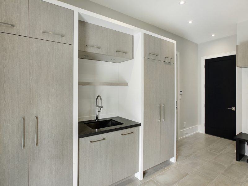 Mudroom sink with closet storage