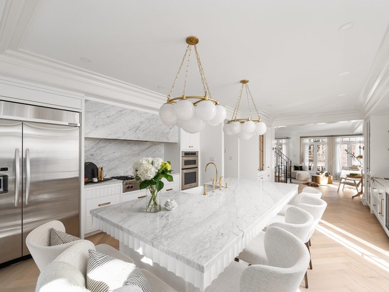 Open concept kitchen into living room