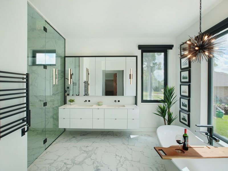 Primary ensuite with oversized mirror