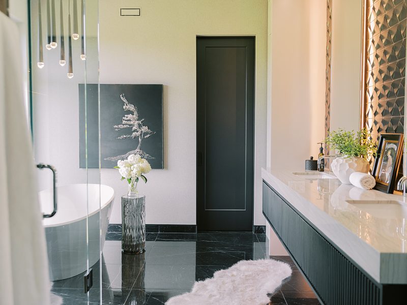 Primary ensuite with monochrome palette