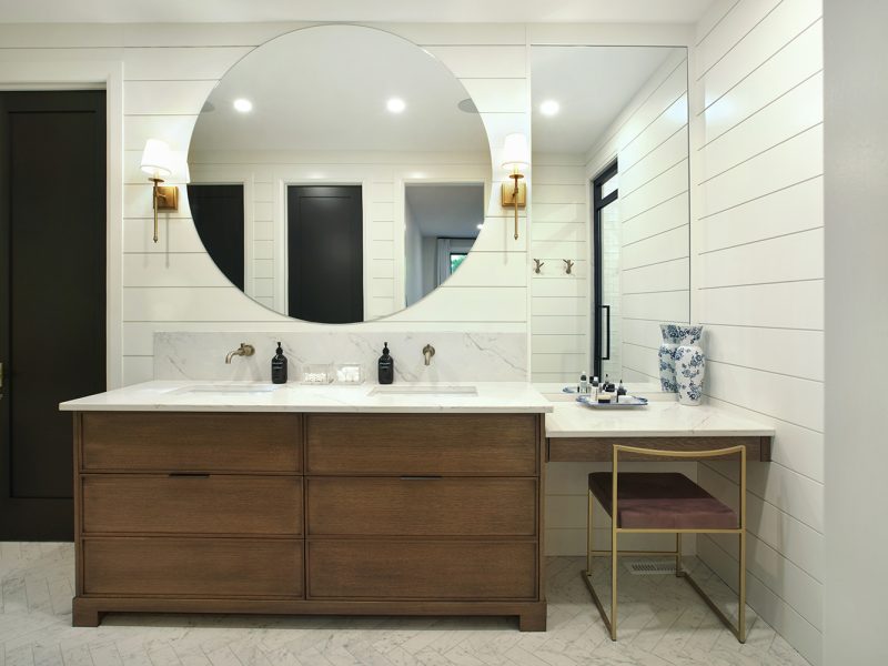 Primary ensuite with vanity makeup desk