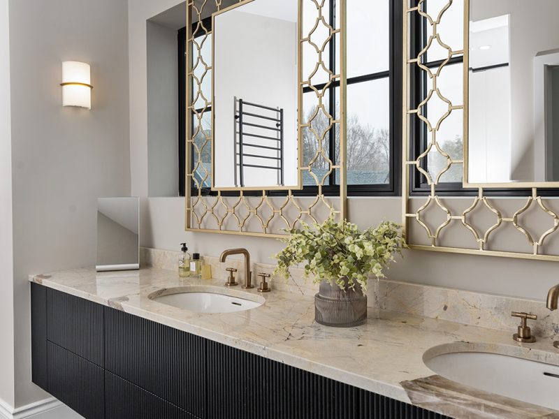 Black reeded bathroom cabinet