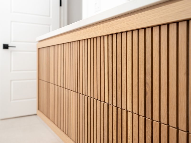 Reeded wood vanity