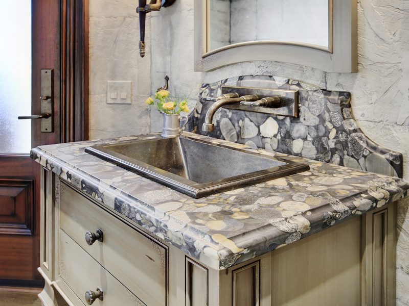 Rustic vanity in bathroom