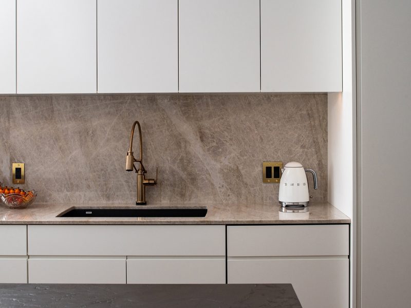 Kitchen cabinets with no visible hardware