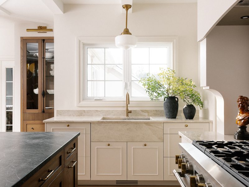 Stone apron front sink