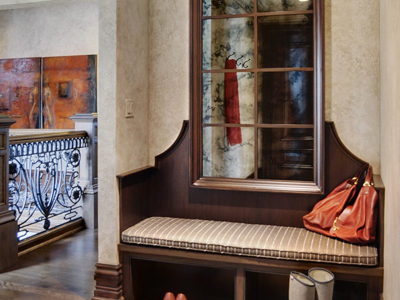 Small wooden mudroom bench