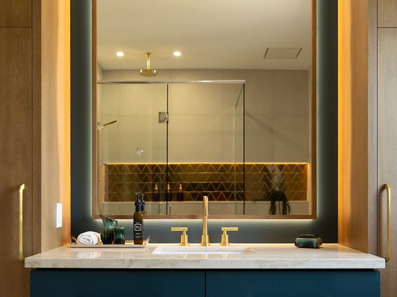 Teal ensuite vanity