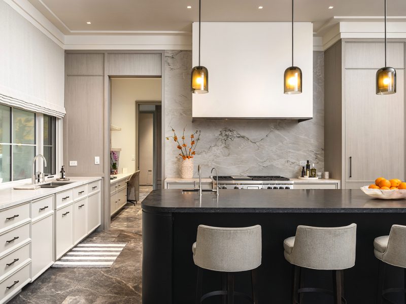 Three tone cabinets inside kitchen