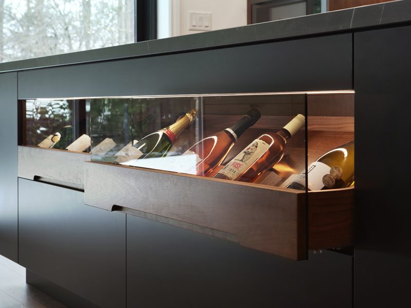 Wine drawer inside kitchen